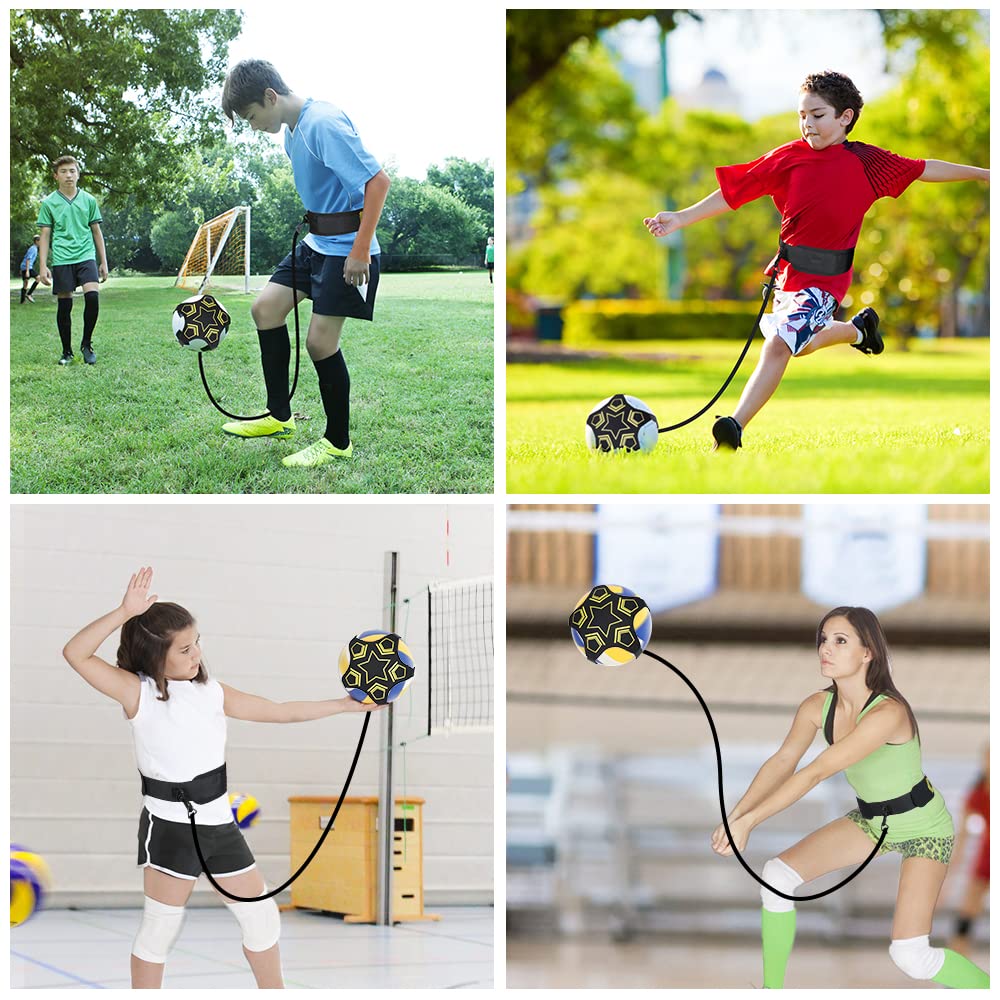 Soccer Training Belt Football Kick Trainer with Adjustable Belt for Kids & Adults Solo Soccer Training Aid for Practice Improve Passing, Dribbling, Juggling & Ball Control