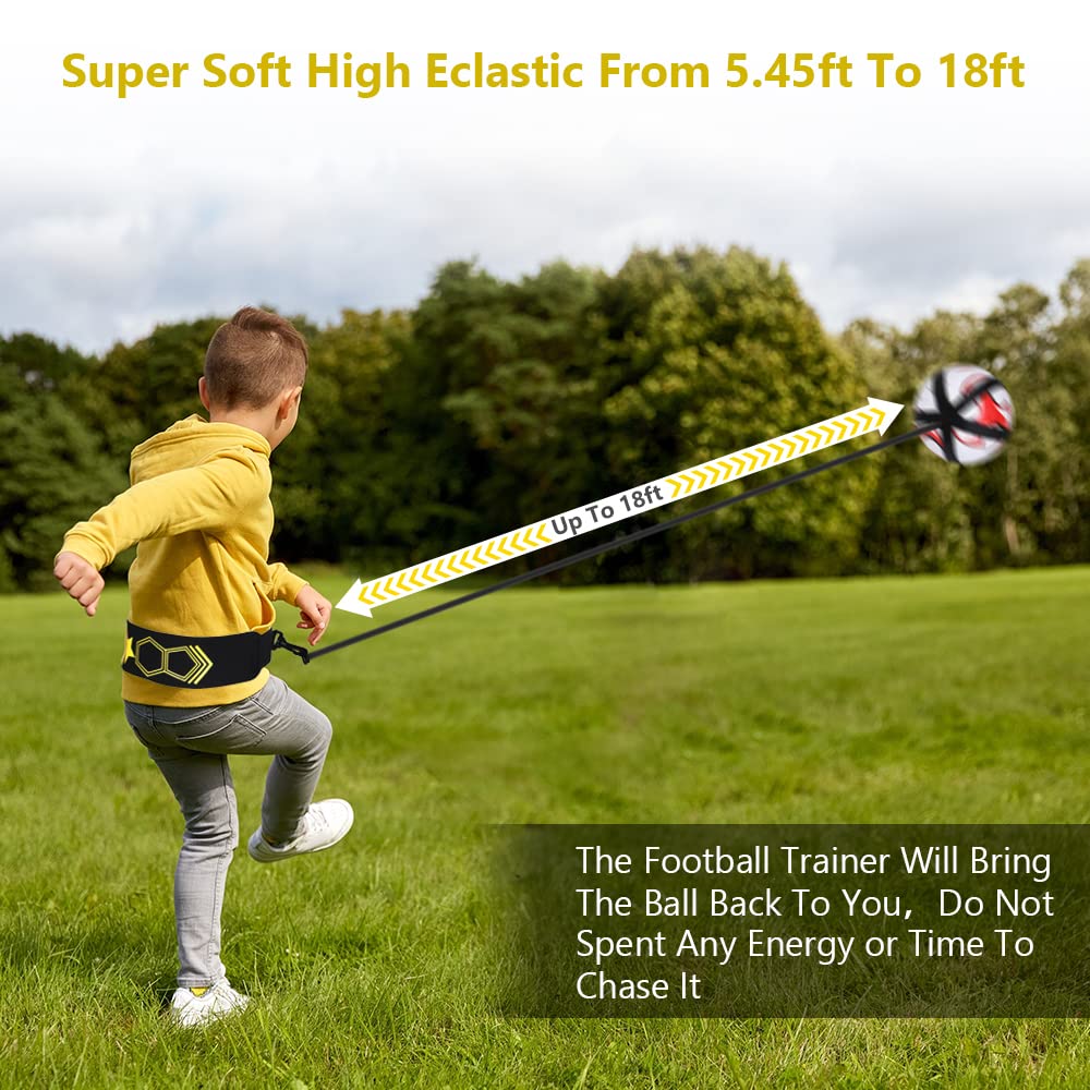 Soccer Training Belt Football Kick Trainer with Adjustable Belt for Kids & Adults Solo Soccer Training Aid for Practice Improve Passing, Dribbling, Juggling & Ball Control